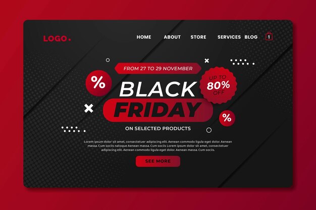 Flat Black Friday-Landingpage-Vorlage