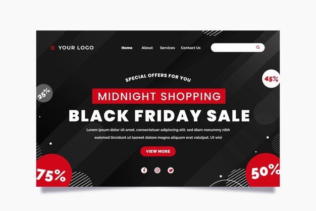 Flat Black Friday-Landingpage-Vorlage