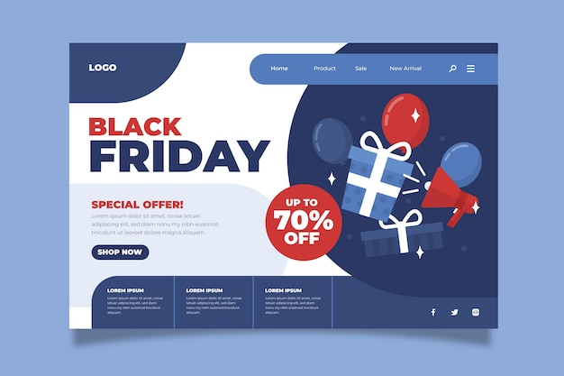 Flat Black Friday-Landingpage-Vorlage