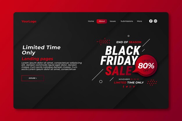 Flat Black Friday-Landingpage-Vorlage