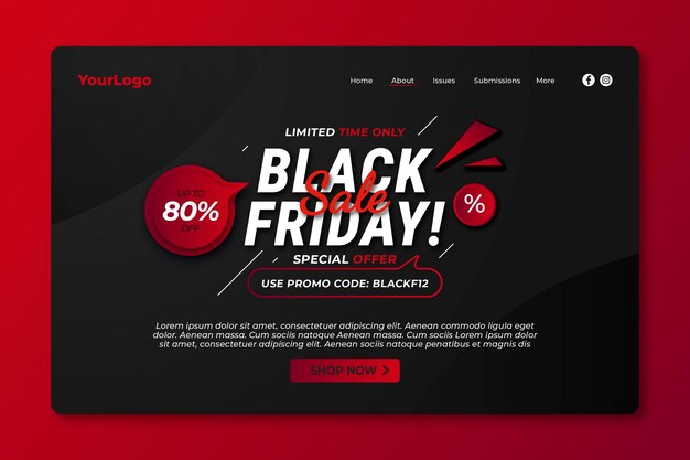 Flat Black Friday-Landingpage-Vorlage