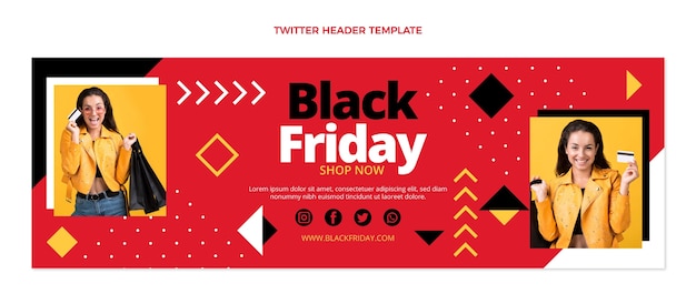 Flat black friday twitter-cover-vorlage