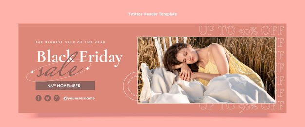 Kostenloser Vektor flat black friday twitter-header