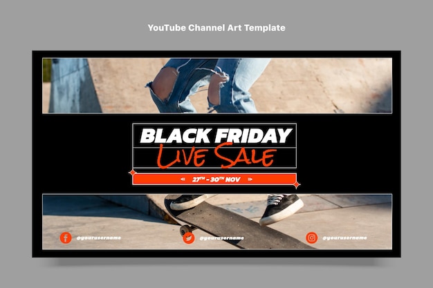 Flat black friday youtube-kanalkunst