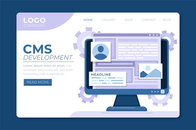 Kostenloser Vektor flat cms konzept - landing page