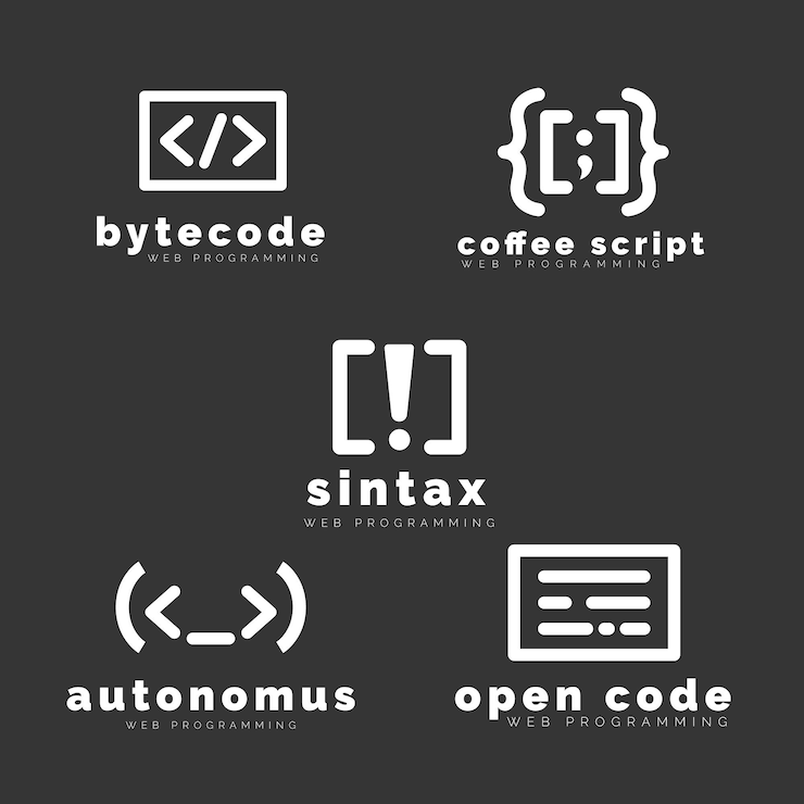 Kostenlose Vektor flat code logo pack