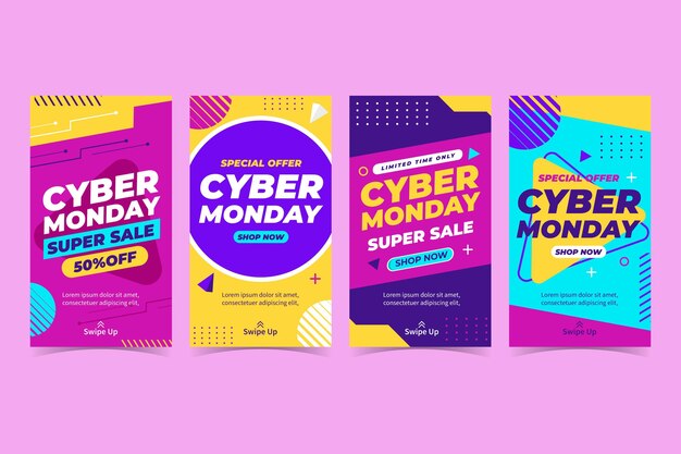 Flat cyber monday instagram stories sammlung