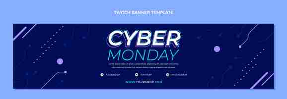 Kostenloser Vektor flat cyber monday twitch cover