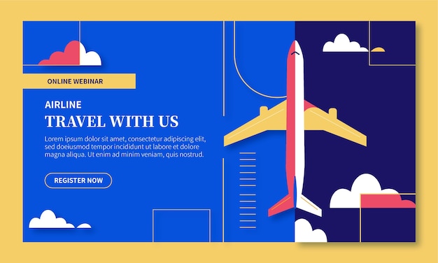 Kostenloser Vektor flat design airline service webinar-vorlage