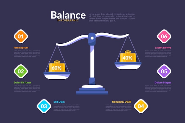 Flat design balance infografiken vorlage