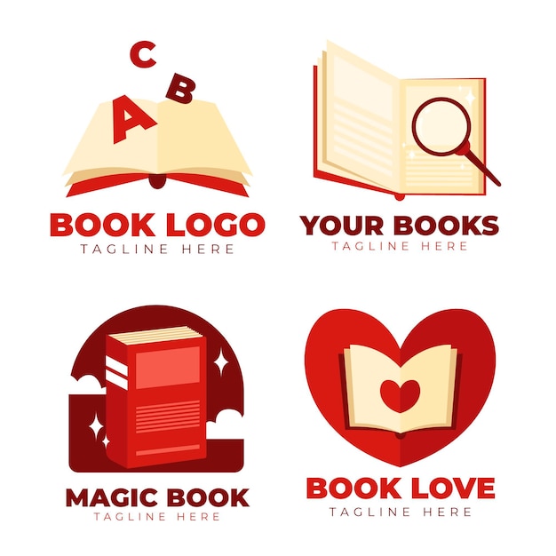 Flat design buch logo pack