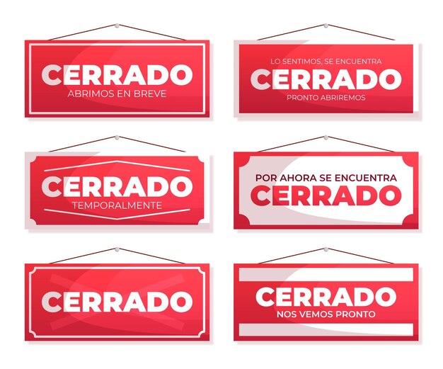Flat Design Cerrado Schild Sammlung