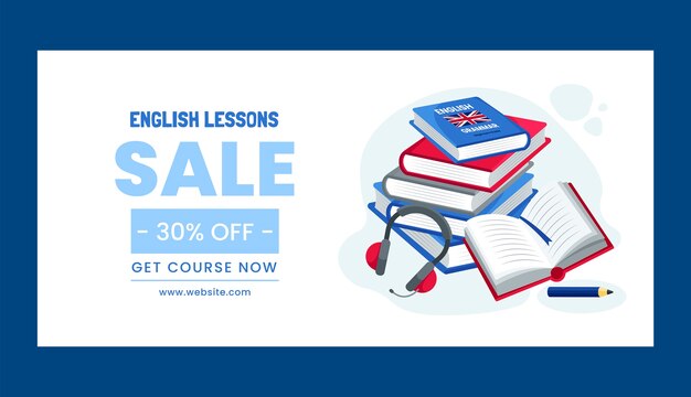 Flat Design Englischunterricht Verkaufsbanner