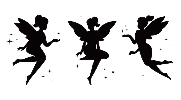 Flat-Design-Illustration der Silhouette einer Fee
