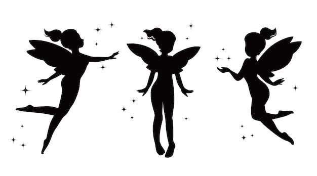 Flat-Design-Illustration der Silhouette einer Fee