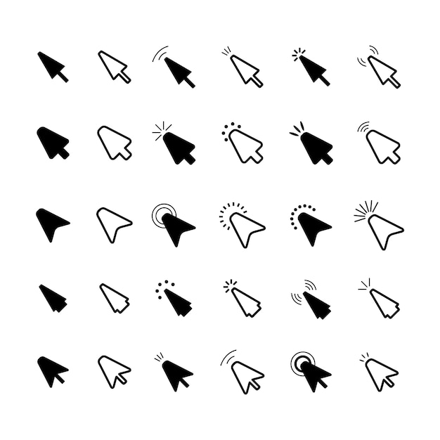 Kostenloser Vektor flat-design-mauszeiger-set