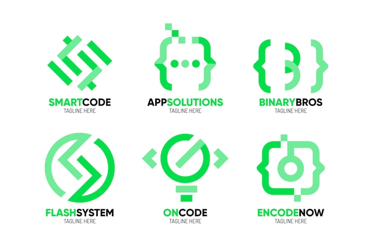 Kostenlose Vektor flat design programmierfirma logo vorlagen pack