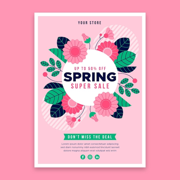 Kostenloser Vektor flat design spring sale flyer vorlage