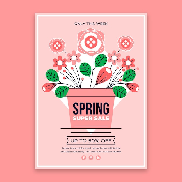 Flat design spring sale flyer vorlage
