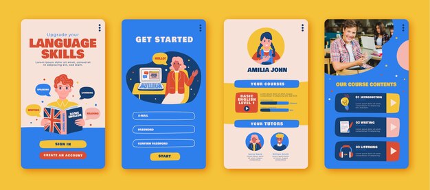 Flat-Design-Vorlage für Online-Lern-Apps