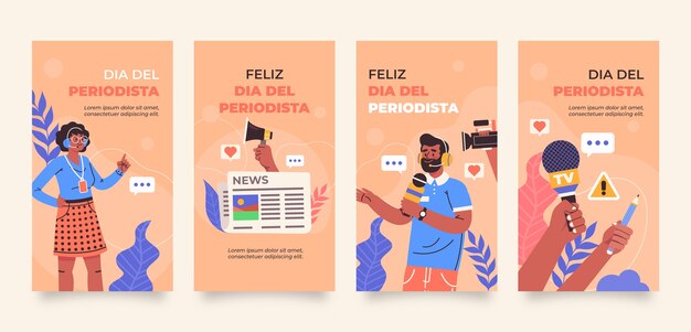 Flat dia del periodista instagram-geschichten-sammlung