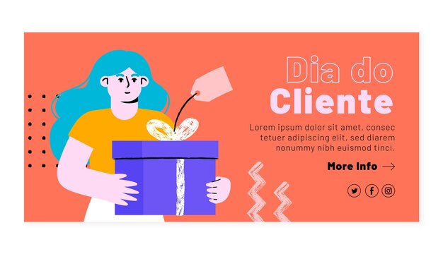 Kostenloser Vektor flat dia do cliente horizontale banner-vorlage