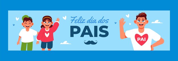 Flat dia dos pais Twitch-Banner-Vorlage