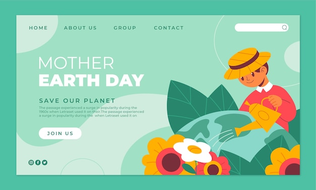 Kostenloser Vektor flat earth day landing page vorlage