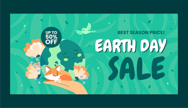 Flat Earth Day Sale horizontale Banner-Vorlage