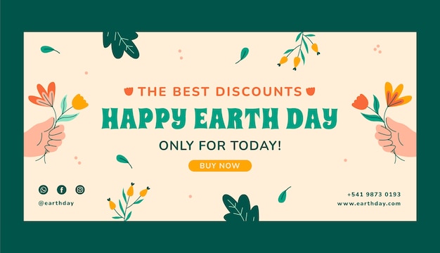 Kostenloser Vektor flat earth day sale horizontales banner