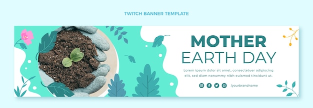 Kostenloser Vektor flat earth day twitch-banner