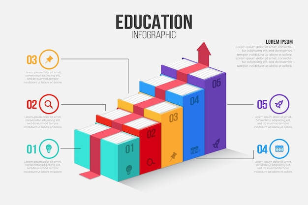 Flat education infografiken konzept