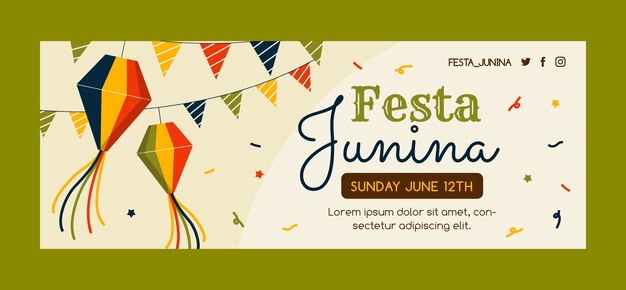 Flat festas juninas Facebook-Cover