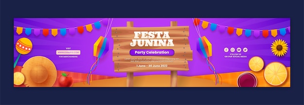 Kostenloser Vektor flat festas juninas twitch-banner