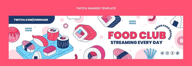 Flat Food Twitch-Banner-Vorlage