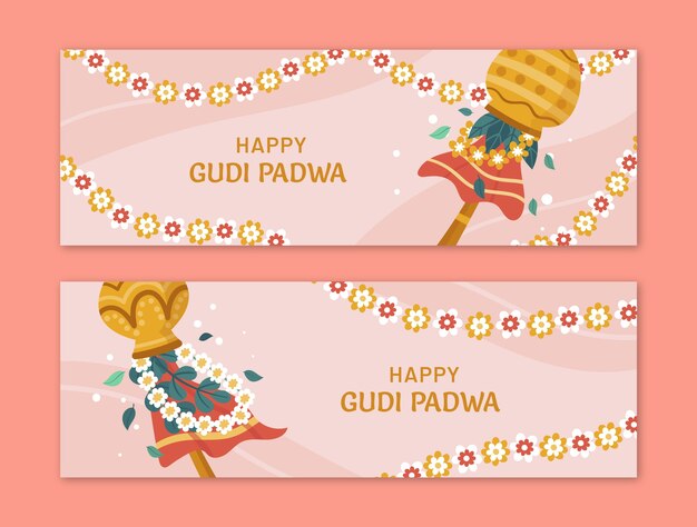 Flat gudi padwa horizontale bannerpackung