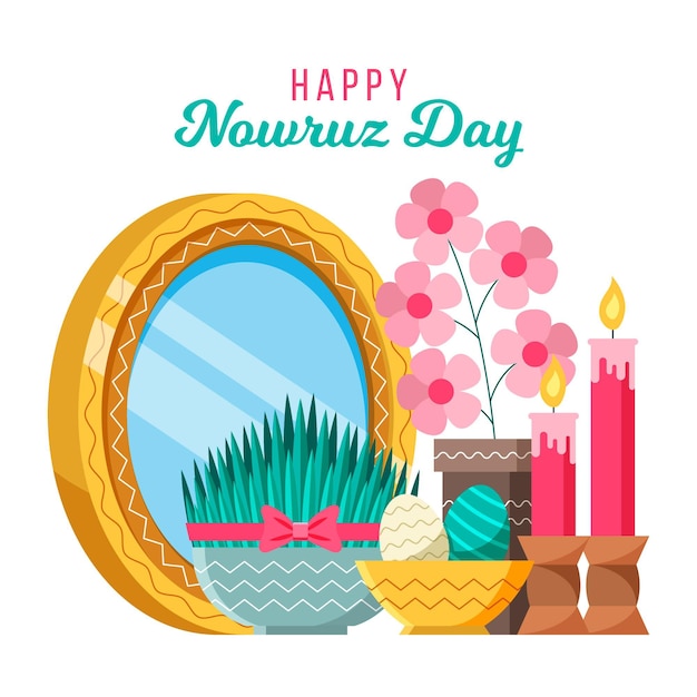 Kostenloser Vektor flat happy nowruz illustriert