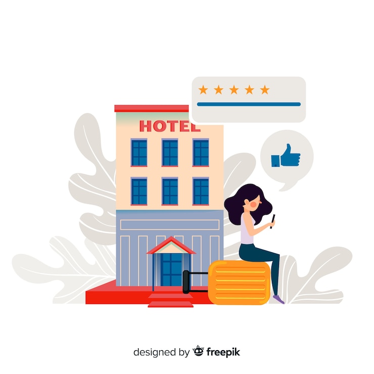 Kostenlose Vektor flat hotelbewertung hintergrund