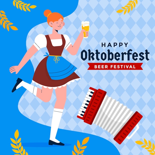 Kostenloser Vektor flat-illustration für das oktoberfest-bierfestival