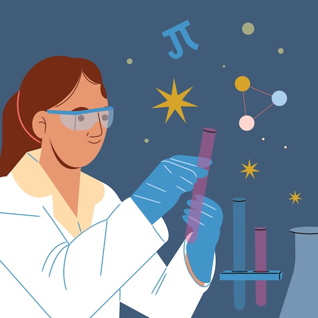 Flat-illustration für den internationalen tag der frauen und mädchen in der wissenschaft