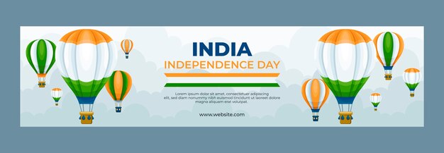 Kostenloser Vektor flat india independence day twitch banner