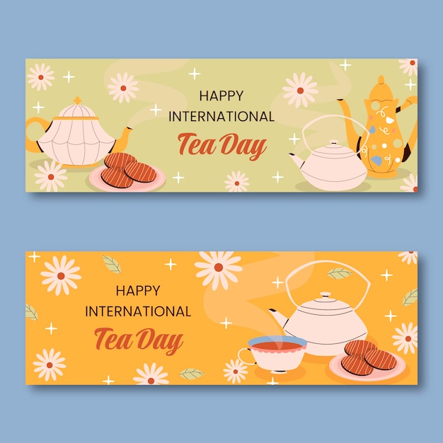 Kostenloser Vektor flat international tea day horizontale banner-packung