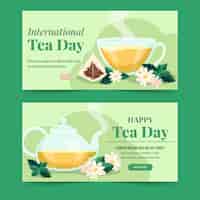 Kostenloser Vektor flat international tea day horizontale banner-packung