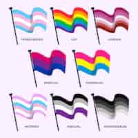 Kostenloser Vektor flat lgbt pride month flags collection