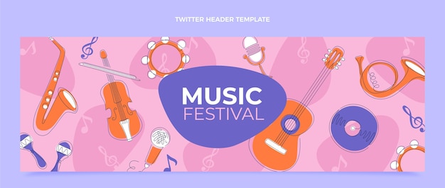 Kostenloser Vektor flat minimal music festival twitter-header