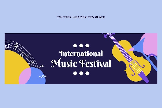Kostenloser Vektor flat music festival twitter-header