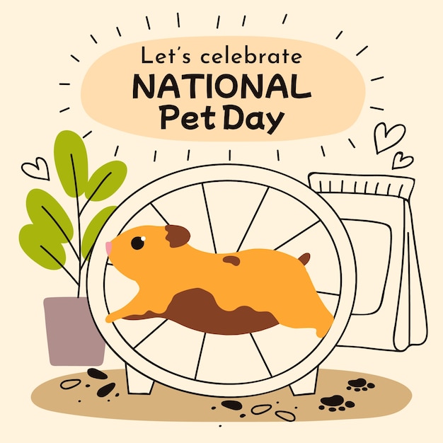 Flat national pet day illustration (flach-illustration für den tag der haustiere)