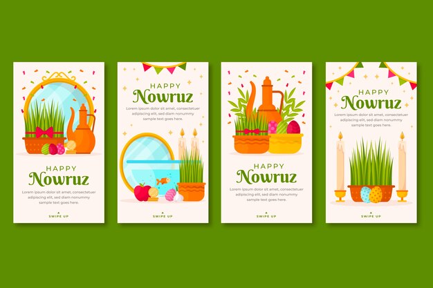 Flat Nowruz Instagram-Geschichten-Sammlung