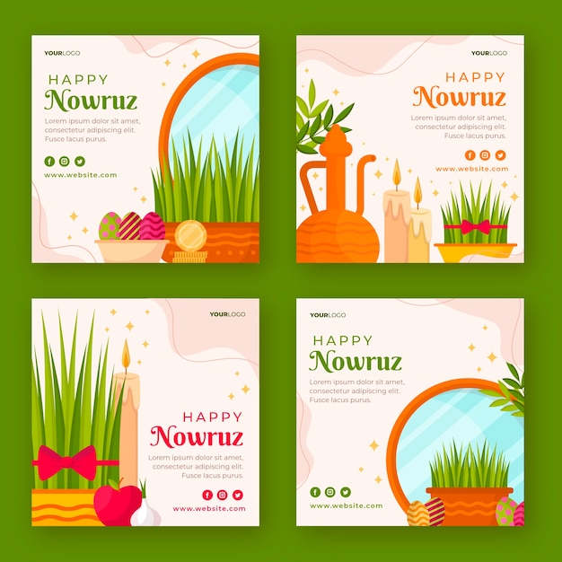 Flat nowruz instagram posts sammlung