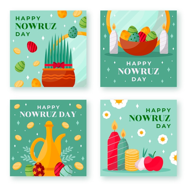 Flat nowruz instagram-posts-sammlung